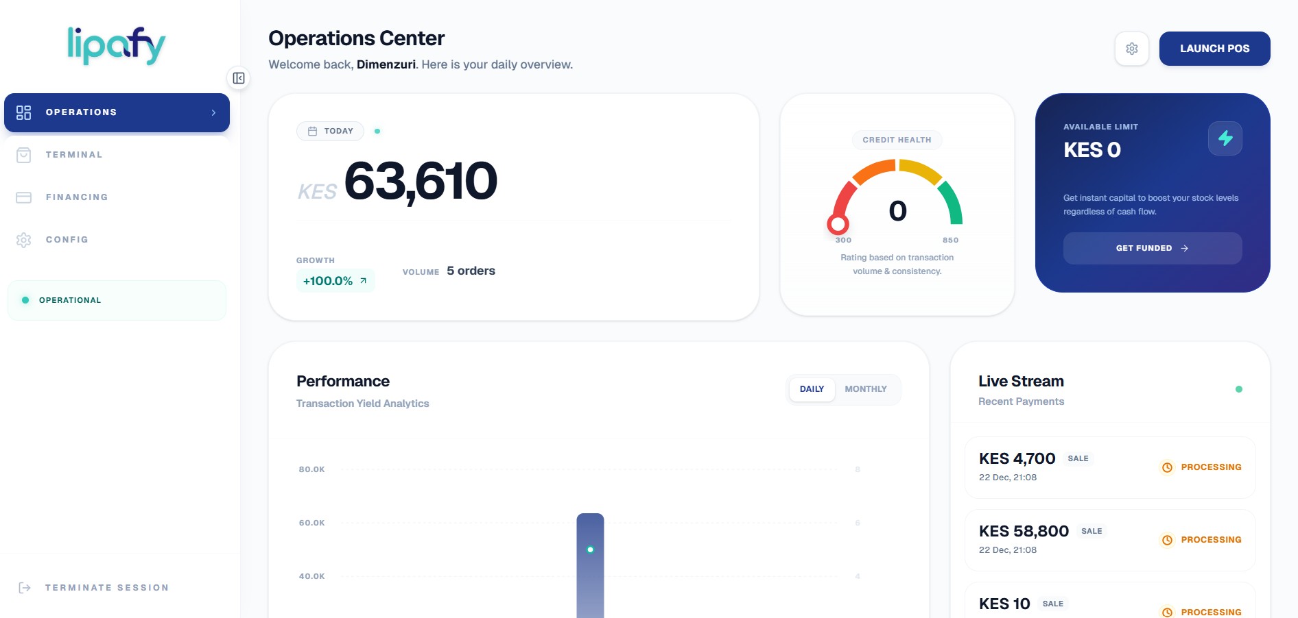 Lipafy Dashboard Desktop